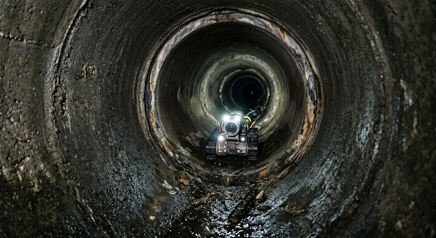 Robotic sewer camera inspecting pipe interior for Sewer Line Repair in El Campo